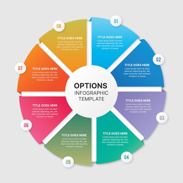 Modèle de conception d'infographie d'entreprise circulaire avec 8 options