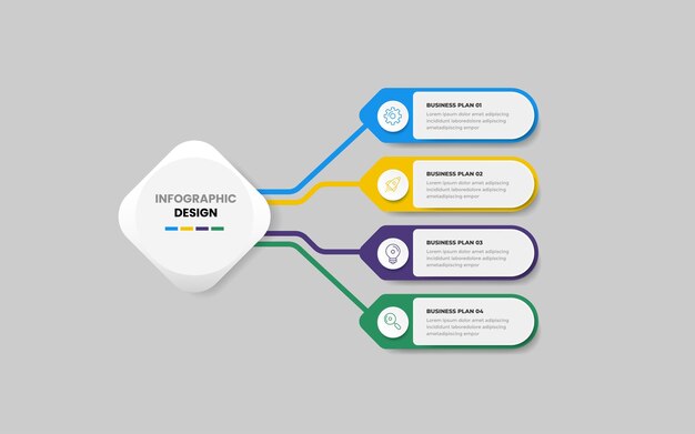 Modèle De Conception D'infographie D'entreprise Avec Des Icônes Et 4 Options Ou étapes Pour La Présentation Du Flux De Travail