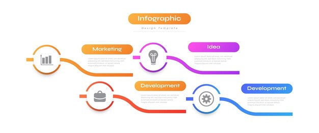Modèle de conception d'infographie d'entreprise moderne avec 4 options ou processus Peut être utilisé pour le diagramme de présentation du flux de travail de présentation ou la conception de présentation du diagramme de chronologie du rapport annuel