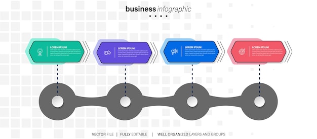 Modèle de conception d'infographie d'entreprise de présentation simple et propre avec 4 barres d'options