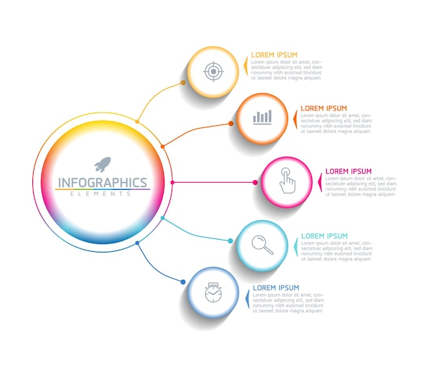 Modèle De Conception Infographie Graphique De Présentation Des Informations Commerciales Avec 5 Options Ou étapes