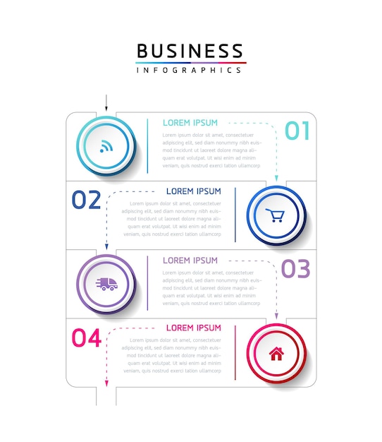 Modèle De Conception Infographie Illustration Vectorielle Informations Marketing Avec 4 Options Ou étapes