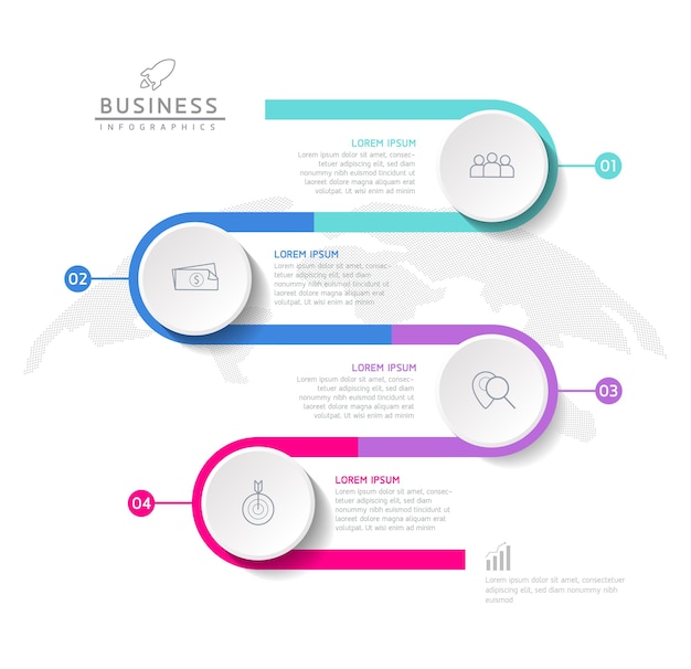 Modèle De Conception D'infographie D'illustration Vectorielle Informations Marketing Avec 4 Options Ou étapes