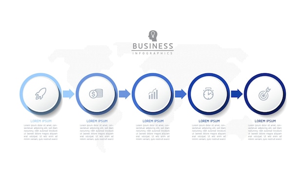 Modèle De Conception Infographie Illustration Vectorielle Informations Marketing Avec 5 Options Ou étapes