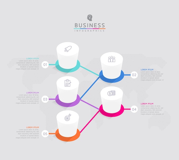 Modèle De Conception Infographie Illustration Vectorielle Informations Marketing Avec 5 Options Ou étapes