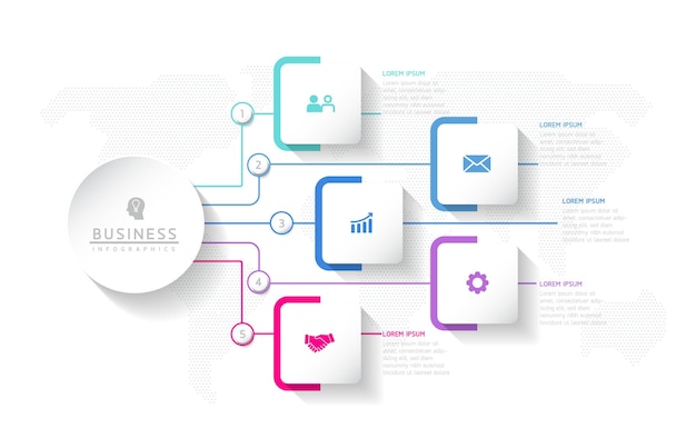Modèle De Conception Infographie Illustration Vectorielle Informations Marketing Avec 5 Options Ou Mobile