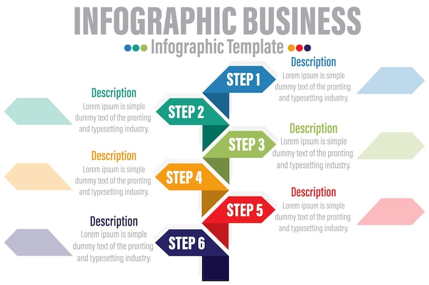 Vecteur modèle de conception d'infographie d'illustration vectorielle informations marketing avec 6 étapes ou six options ou étapes