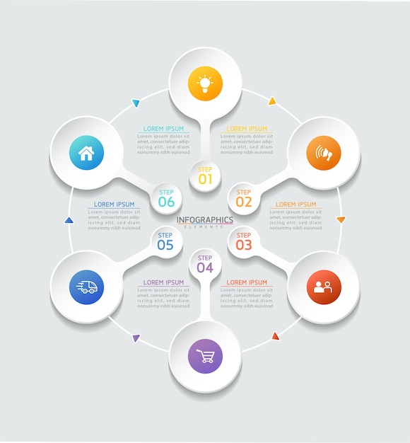 Modèle De Conception Infographie, Informations Commerciales, Tableau De Présentation, Avec 5 Options Ou étapes.