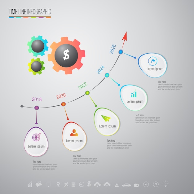 Modèle de conception infographie avec jeu d&#39;icônes