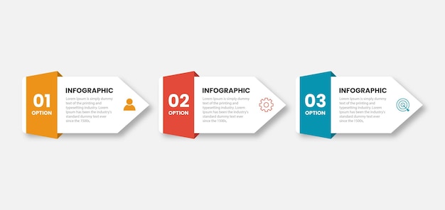 Vecteur modèle de conception d'infographie vectorielle avec 3 options ou étapes