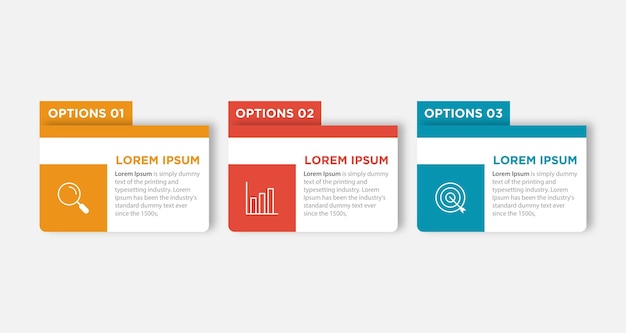 Vecteur modèle de conception d'infographie vectorielle avec 3 options ou étapes