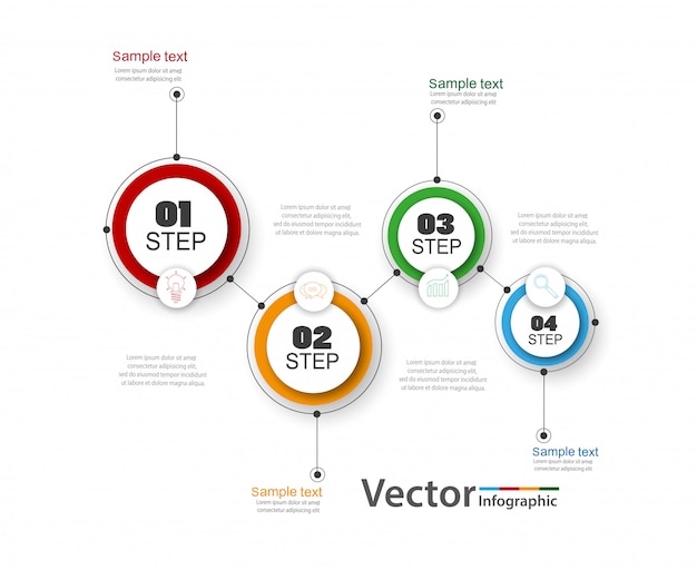 Modèle De Conception Infographie Vectorielle Avec 4 étapes