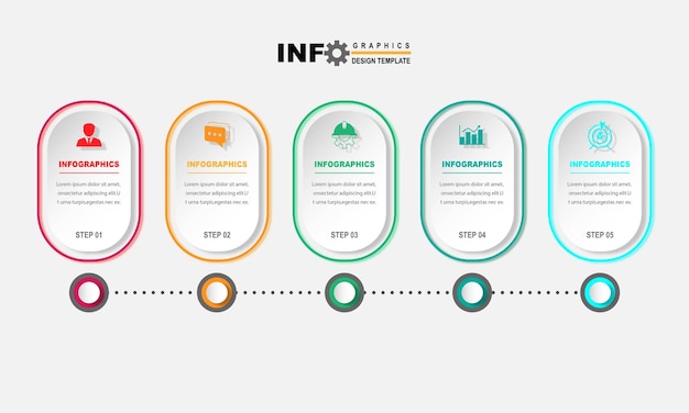 Modèle de conception d'infographie vectorielle avec 5 options ou étapes