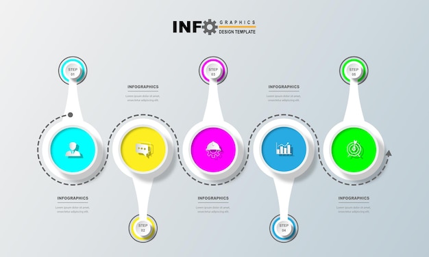 Modèle De Conception D'infographie Vectorielle Avec 5 Options Ou étapes