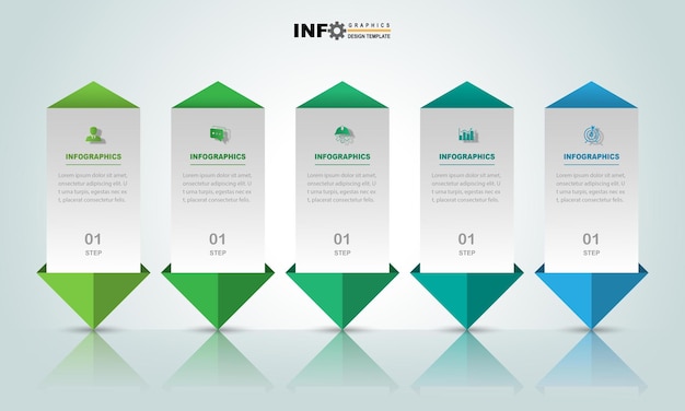 Modèle de conception d'infographie vectorielle avec 5 options ou étapes