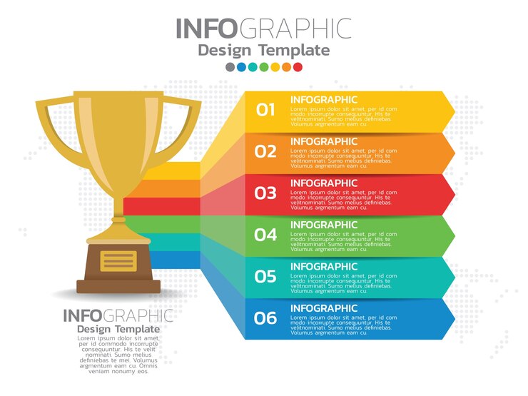 Vecteur modèle de conception infographique avec 6 options de couleur.