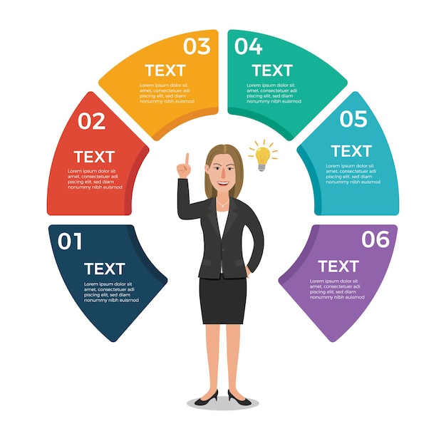 Modèle De Conception Infographique D'affaires Avec Femme D'affaires