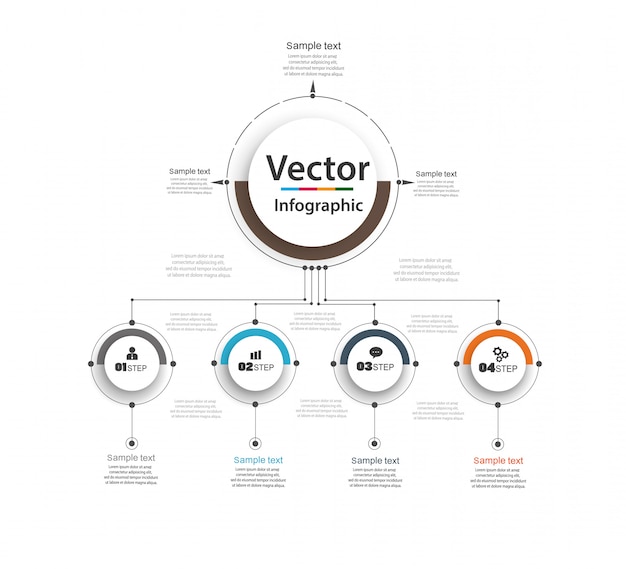 Modèle De Conception Infographique. Concept D'entreprise Avec Des Options Et 4 étapes.