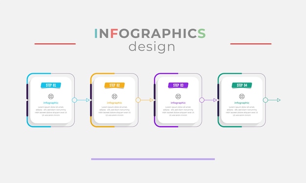 Modèle De Conception Infographique D'entreprise Avec 4 Options Ou étapes Illustration Vectorielle.