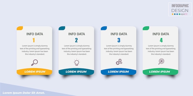 Modèle de conception infographique d'entreprise avec 4 options ou étapes