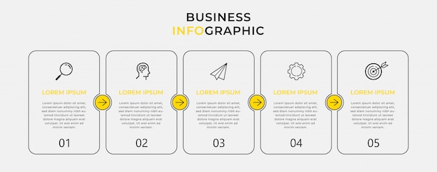 Vecteur modèle de conception infographique d'entreprise avec des icônes et 5 cinq options ou étapes.