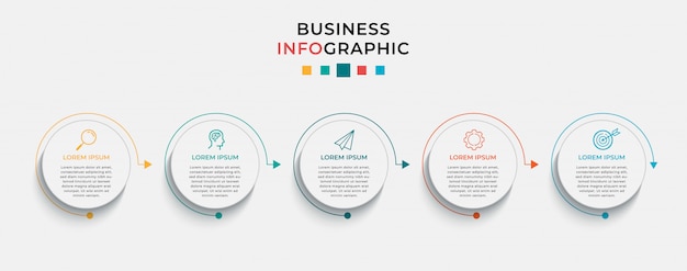 Modèle De Conception Infographique D'entreprise Avec Des Icônes Et 5 Cinq Options Ou étapes.