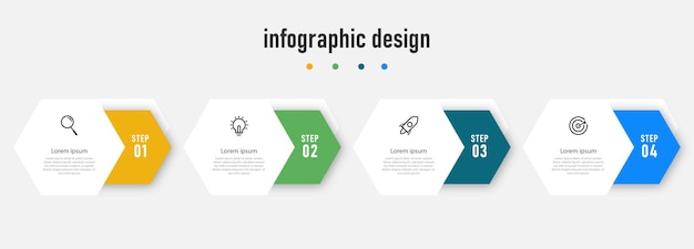 Vecteur modèle de conception infographique étapes élégantes avec 4 étapes vecteur premium