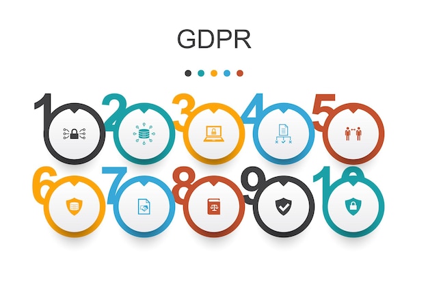 Modèle De Conception Infographique Gdpr.data, E-privacy, Accord, Icônes Simples De Protection