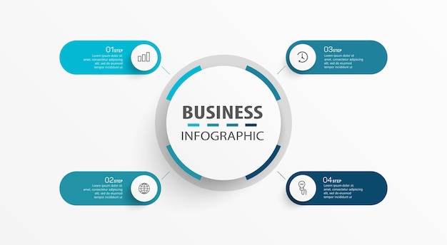 Modèle De Conception Infographique De Vecteur D'affaires Avec 4 Options