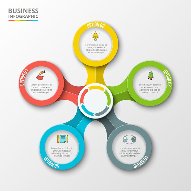 Modèle De Conception Infographique Vectoriel Avec 5 Options