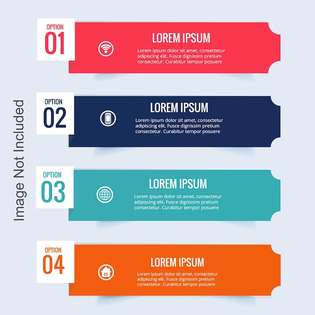 Modèle de conception infographique vectorielle avec 4 options ou étapes