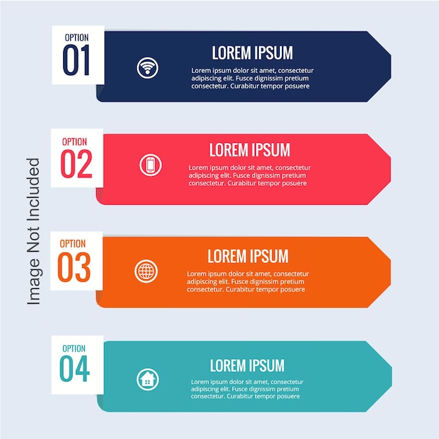 Modèle de conception infographique vectorielle avec 4 options ou étapes