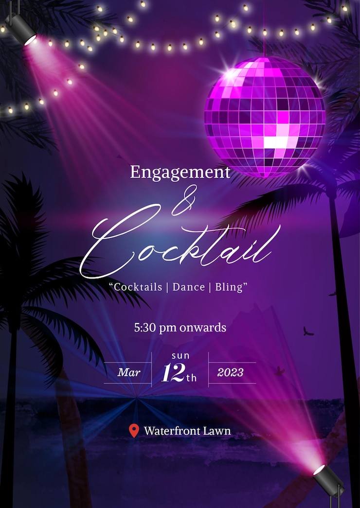 Vecteur modèle de conception d'invitation à un cocktail