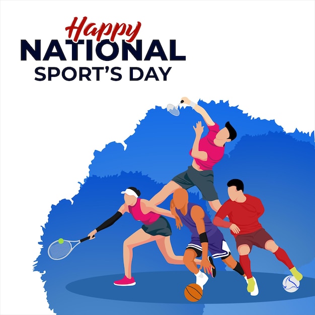 Modèle de conception de la journée nationale du sport Vecteur de conception du sport international