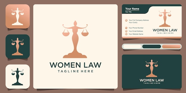 Modèle De Conception De La Justice Pour Le Logo Lady Lawyer