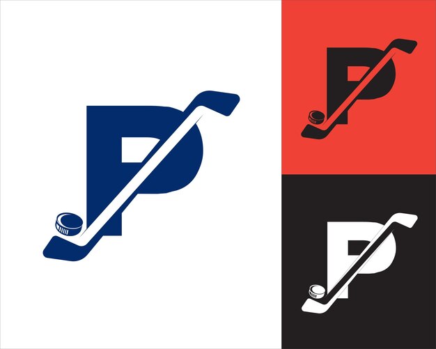 Vecteur modèle de conception de la lettre p du logo du hockey