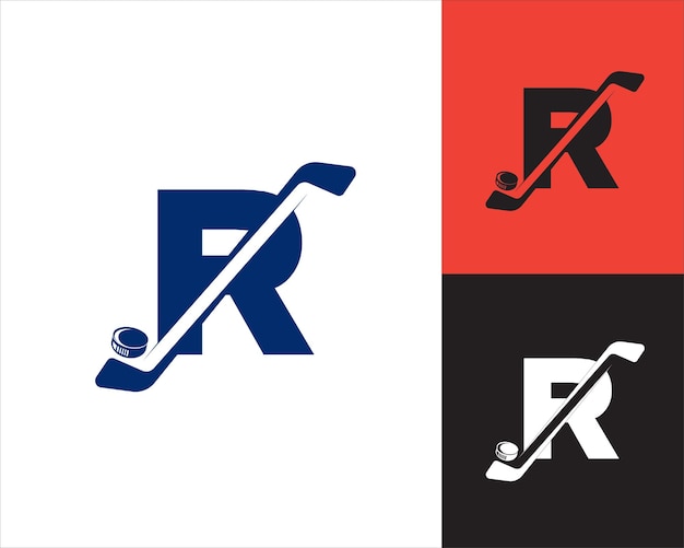 Vecteur modèle de conception de la lettre r du logo du hockey