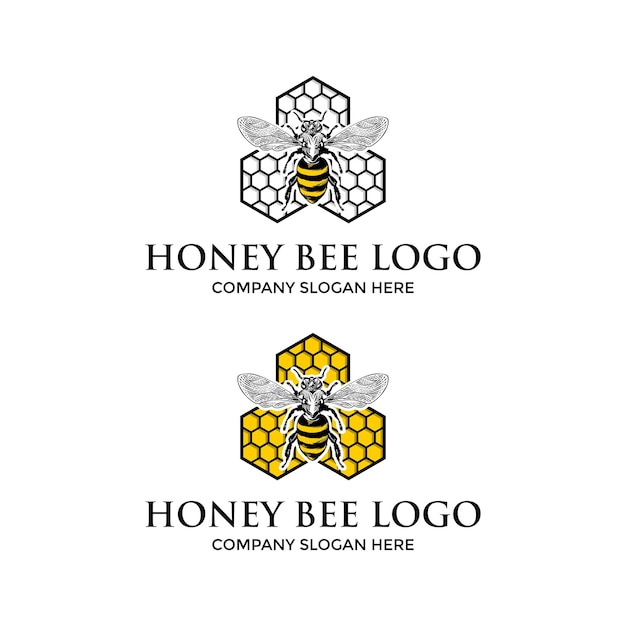 Vecteur modèle de conception de logo d'abeille de miel