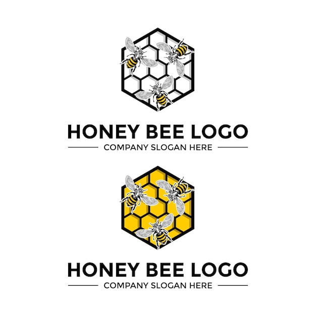 Modèle de conception de logo d'abeille de miel