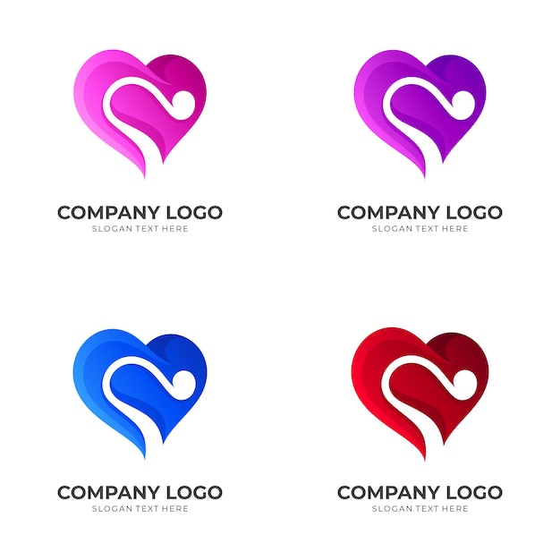 Modèle De Conception De Logo D'amour Et De Mélodie Avec Un Style Coloré 3d