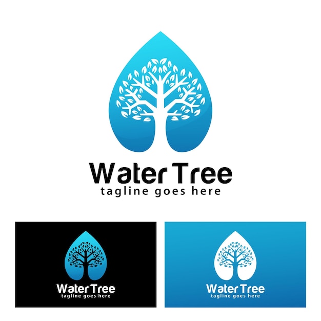 Modèle de conception de logo d'arbre d'eau