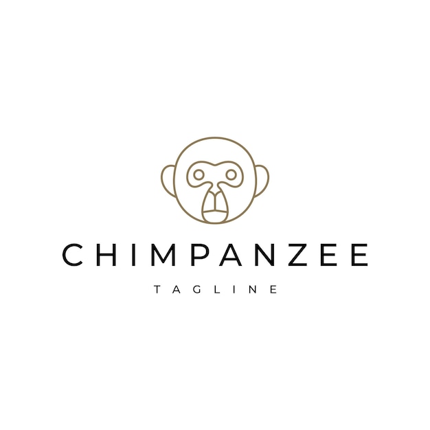 Modèle de conception de logo d'art de ligne de tête de chimpanzé