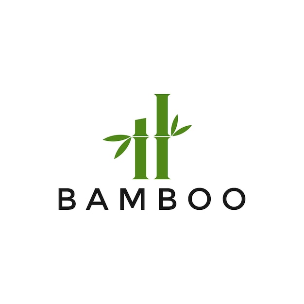 Modèle de conception de logo en bambou vert