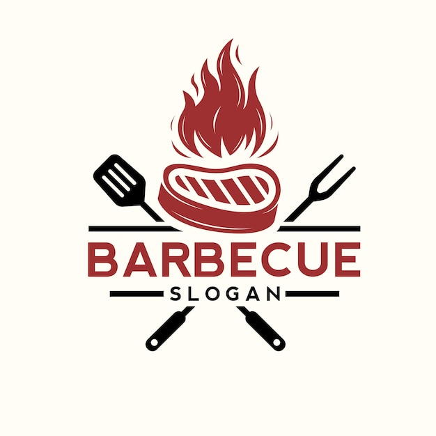 Modèle de conception de logo de barbecue vectoriel