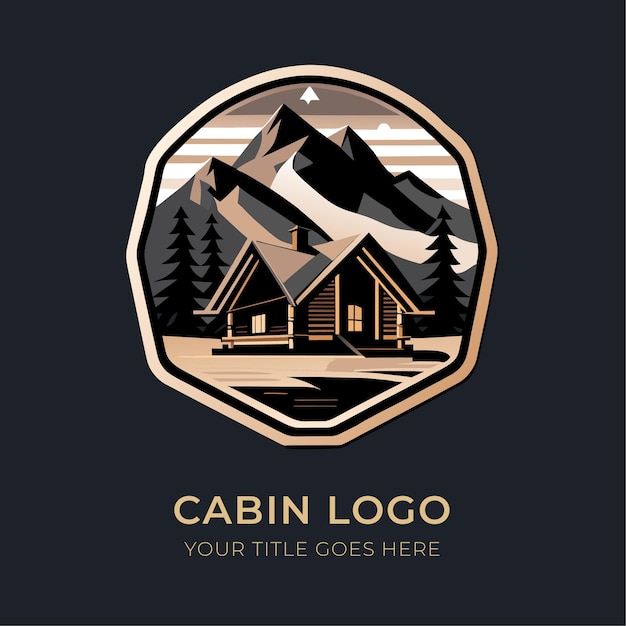Modèle De Conception De Logo De Cabine Illustration Vectorielle D'une Cabane En Rondins Dans Les Montagnes