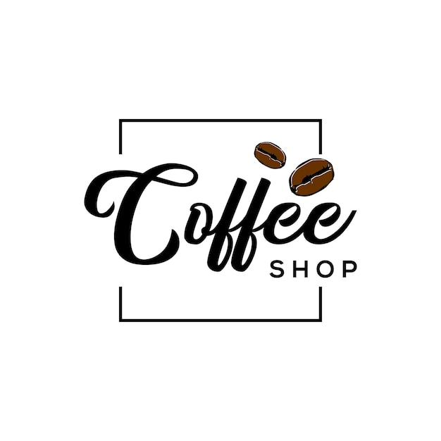 Modèle De Conception De Logo De Café Simple Dans Un Cadre Carré