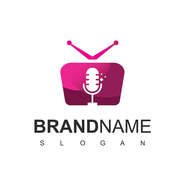 Modèle De Conception De Logo De Chaîne De Podcast