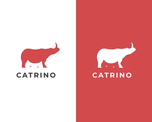 Modèle De Conception De Logo De Chat Et De Rhinocéros