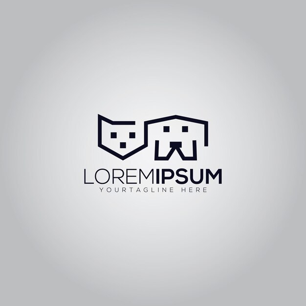 Modèle de conception de logo chien et chat