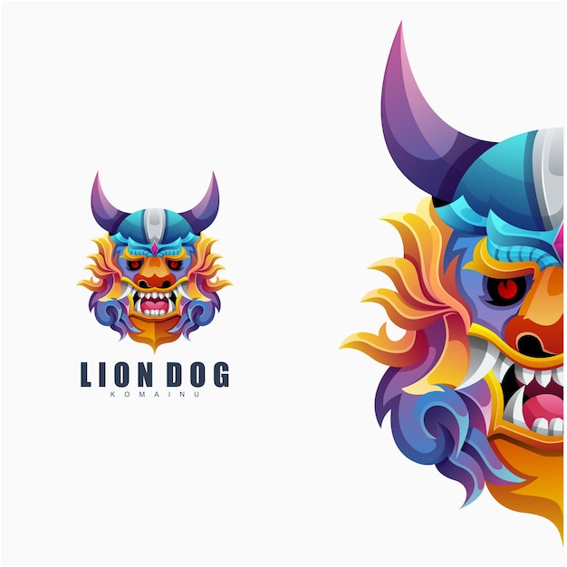 Modèle De Conception De Logo Coloré Chien Lion